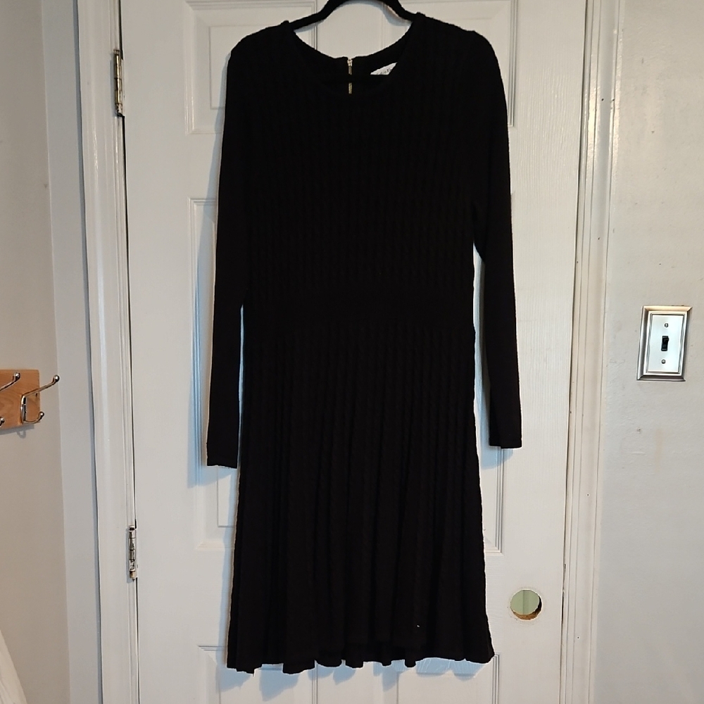 Calvin Klein Black A-Line Long Sleeve Dress